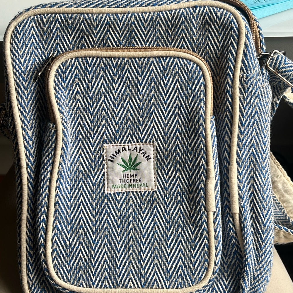 Blue and Cream Hemp Bag